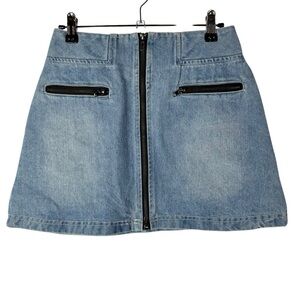 Kali Y2K Light Wash Black Front Zip Denim Mini Skirt S